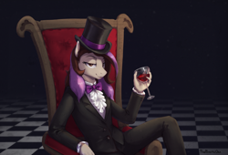 Size: 2414x1640 | Tagged: safe, artist:thebowtieone, oc, oc:bowtie, anthro, clothes, hat, solo, suit, top hat