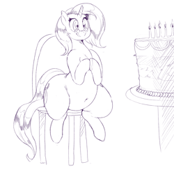 Size: 3000x3000 | Tagged: safe, artist:sirmasterdufel, derpibooru exclusive, oc, oc only, oc:rose pendant, pony, unicorn, belly, birthday cake, cake, female, food, glasses, high res, mare, this will end in weight gain
