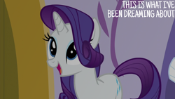 Size: 1280x720 | Tagged: safe, edit, edited screencap, editor:quoterific, screencap, rarity, pony, unicorn, canterlot boutique, g4, season 5, excited, eyeshadow, female, makeup, mare, open mouth, open smile, smiling, solo