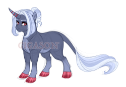 Size: 2900x2019 | Tagged: safe, artist:gigason, oc, oc:smokey mirror, pony, unicorn, cloven hooves, female, high res, mare, obtrusive watermark, simple background, solo, transparent background, watermark