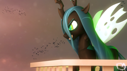 Size: 3840x2160 | Tagged: safe, artist:marshmallow-pone, queen chrysalis, alicorn, changeling, changeling queen, pony, the crystal empire 10th anniversary, g4, 3d, female, high res, solo, source filmmaker