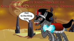 Size: 1280x720 | Tagged: safe, artist:miketheelephantbrony, artist:sketchmcreations, king sombra, pony, unicorn, the crystal empire 10th anniversary, g4, crystal empire, crystal heart, male, solo, stallion