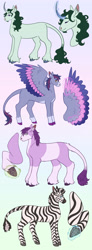 Size: 1280x3479 | Tagged: safe, artist:s0ftserve, oc, oc only, earth pony, pegasus, pony, unicorn, zebra, earth pony magic, earth pony oc, headcanon, horn, magic, pegasus oc, unicorn oc, zebra magic