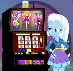 Size: 576x558 | Tagged: safe, artist:jakeyfrollogothel, edit, edited screencap, screencap, adagio dazzle, aria blaze, sonata dusk, trixie, human, equestria girls, g4, my little pony equestria girls: rainbow rocks, slot machine, smiling, the dazzlings