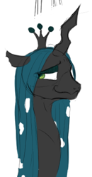 Size: 340x652 | Tagged: safe, artist:felfox, queen chrysalis, changeling, changeling queen, g4, female, lidded eyes, looking back, simple background, smiling, solo, white background