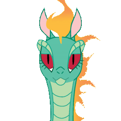 Size: 720x720 | Tagged: safe, artist:kysvil_xoxo, tianhuo (tfh), dragon, hybrid, longma, them's fightin' herds, animated, colored, community related, female, gif, headbob, lidded eyes, looking at you, simple background, smiling, smiling at you, solo, transparent background