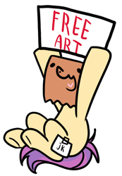 Size: 824x1190 | Tagged: safe, artist:paperbagpony, oc, oc:paper bag, fake cutie mark, sign, simple background, white background