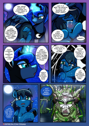 Size: 2480x3508 | Tagged: safe, artist:dsana, princess luna, oc, oc:lullaby dusk, alicorn, pegasus, pony, timber wolf, comic:a storm's lullaby, g4, comic, crying, dream walker luna, heterochromia, high res