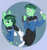 Size: 1795x1916 | Tagged: safe, artist:blue ink, alien, earth pony, human, humanoid, pony, clothes, d'vana tendi, green skin, orion (star trek), ponified, self paradox, self ponidox, simple background, star trek, star trek lower decks