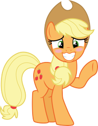 Size: 3000x3841 | Tagged: safe, artist:cloudy glow, applejack, g4, made in manehattan, .ai available, blushing, high res, simple background, solo, transparent background, vector