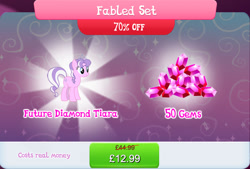 Size: 1270x860 | Tagged: safe, gameloft, diamond tiara, earth pony, pony, g4, my little pony: magic princess, bundle, costs real money, english, female, gem, jewelry, mare, numbers, older, older diamond tiara, sale, solo, text, tiara