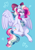 Size: 1421x2046 | Tagged: safe, artist:skysorbett, oc, oc only, oc:sky sorbet, pegasus, pony, bow, female, hair bow, mare, multicolored hair, simple background, sitting, solo