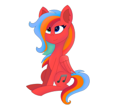 Size: 3500x3000 | Tagged: safe, artist:gaffy, oc, oc:gaffy, pegasus, pony, 2023 community collab, derpibooru community collaboration, heterochromia, high res, multicolored mane, multicolored tail, simple background, sitting, smiling, solo, tail, transparent background