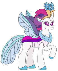Size: 1969x2386 | Tagged: safe, artist:supahdonarudo, queen novo, changedling, changeling, series:novoember, g4, my little pony: the movie, changedlingified, changelingified, raised hoof, simple background, species swap, transparent background
