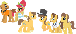 Size: 1024x460 | Tagged: safe, artist:selenaede, artist:starryoak, big wig, caramel, chance-a-lot, creme brulee, doctor horse, doctor stable, jim beam, toffee, earth pony, pony, unicorn, g4, 2017, base used, blush sticker, blushing, brother and sister, brothers, clothes, father and child, father and daughter, father and son, female, glasses, hard hat, hat, jimwig, like father like daughter, like father like son, like mother like daughter, like mother like son, like parent like child, male, mare, mascara, missing cutie mark, mother and child, mother and daughter, mother and son, necktie, parent:big wig, parent:jim beam, shirt, siblings, simple background, stallion, stethoscope, sunglasses, sunglasses on head, t-shirt, top hat, transparent background, unshorn fetlocks