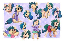 Size: 2823x1850 | Tagged: safe, artist:burritolope, artist:foxefuel, oc, oc only, oc:river, pegasus, pony, anthro, alternate hairstyle, clothes, crossdressing, hoodie, male, pegasus oc, ponytail, simple background, skirt, smiling, solo, stallion, starry eyes, wingding eyes