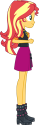 Size: 2500x7996 | Tagged: safe, artist:starryshineviolet, sunset shimmer, human, do it for the ponygram!, equestria girls, g4, my little pony equestria girls: better together, absurd resolution, boots, clothes, cute, female, geode of empathy, high heel boots, jewelry, leather, leather boots, leather vest, magical geodes, necklace, profile, shimmerbetes, shoes, shoulderless shirt, side view, simple background, skirt, smiling, solo, spikes, transparent background, vector, vest