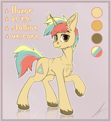 Size: 2554x2803 | Tagged: safe, artist:midnightflight, oc, oc only, oc:haxor, pony, unicorn, commission, high res, horn, male, reference sheet, simple background, solo, unicorn oc