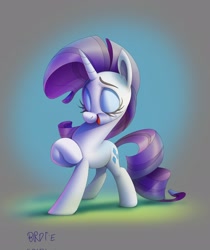 Size: 1724x2048 | Tagged: safe, artist:brdte, rarity, pony, unicorn, g4, eyes closed, female, hoof on chest, mare, open mouth, open smile, signature, smiling, solo