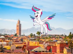 Size: 982x726 | Tagged: safe, artist:tokkii, edit, zipp storm, pegasus, pony, g5, my little pony: tell your tale, female, giant pony, irl, macro, mare, marrakech, marrakesh, morocco, photo, ponies in real life
