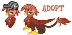 Size: 1280x618 | Tagged: safe, artist:vi45, oc, griffon, g4, cap, female, hat, simple background, solo, white background