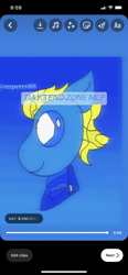 Size: 828x1792 | Tagged: safe, artist:enperry88, end zone, crystal pony, earth pony, pony, the crystal empire 10th anniversary, g4, blue background, bomber jacket, clothes, collaboration, crossover, crystallized, emberz (splatoon), emberz x the crystal empire, friendship student, gradient background, jacket, simple background, splatoon, splatoon 3, teal background