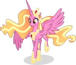 Size: 3761x3220 | Tagged: safe, artist:helenosprime, luster dawn, alicorn, pony, g4, alicornified, alternate hairstyle, crown, female, high res, jewelry, looking down, lustercorn, mare, older, open mouth, partially open wings, regalia, shadow, simple background, solo, transparent background, walking, wings