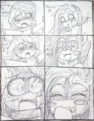 Size: 744x960 | Tagged: safe, artist:ponywarlord777, pinkie pie, rainbow dash, earth pony, pegasus, pony, fanfic:cupcakes, g4, comic, japanese, pinkamena diane pie, traditional art