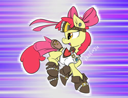 Size: 1600x1237 | Tagged: safe, artist:redfoxjake, apple bloom, earth pony, pony, g4, alchemist, clothes, costume, female, filly, foal, goggles, solo