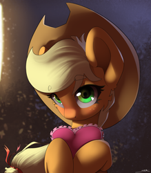 Size: 3500x4000 | Tagged: safe, artist:skitsroom, applejack, earth pony, pony, blushing, cute, heart, jackabetes, looking at you, solo