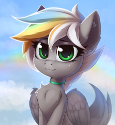 Size: 1442x1560 | Tagged: safe, artist:anti1mozg, oc, oc only, oc:silver silhouette, pegasus, pony, cute, detailed, multicolored hair, solo