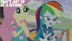 Size: 1920x1080 | Tagged: safe, edit, edited screencap, editor:quoterific, screencap, fluttershy, rainbow dash, human, equestria girls, equestria girls specials, g4, my little pony equestria girls: better together, my little pony equestria girls: rollercoaster of friendship