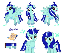 Size: 1500x1250 | Tagged: safe, artist:goodmangirl, artist:whippingcrram, oc, oc only, oc:pristine azure, pegasus, pony, reference sheet, simple background, transparent background