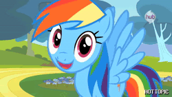 Size: 1280x720 | Tagged: safe, rainbow dash, pegasus, pony, g4, 2012, animated, artifact, female, happy, hot minute, hot topic, hub logo, hub network, interview, it came from youtube, link in description, logo, mare, nostalgia, smiling, sound, text, the hub, video, webm, youtube, youtube link, youtube video