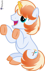 Size: 4000x6344 | Tagged: safe, artist:melisareb, part of a set, oc, pony, unicorn, g4, .svg available, absurd resolution, crossover, gradient mane, gradient tail, kleptocorns, male, open mouth, pikopen, simple background, sitting, solo, stallion, tail, transparent background, vector