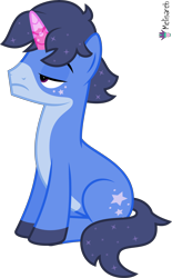 Size: 4000x6448 | Tagged: safe, artist:melisareb, part of a set, pony, unicorn, g4, .svg available, absurd resolution, crossover, kleptocorns, lidded eyes, male, raised hoof, simple background, sitting, solo, stallion, stars, stras, transparent background, vector