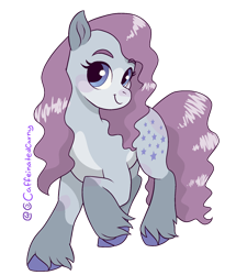 Size: 1368x1590 | Tagged: safe, artist:caffeinatedcarny, blue belle, earth pony, pony, g1, blushing, female, looking at you, mare, markings, raised hoof, simple background, solo, transparent background, unshorn fetlocks