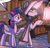 Size: 750x725 | Tagged: safe, artist:tony fleecs, idw, official comic, shadow lock, twilight sparkle, alicorn, pony, unicorn, friendship is magic #53, from the shadows, g4, my little pony: friendship is magic (idw), spoiler:comic, cloak, clothes, cropped, duo, female, glowing, glowing horn, horn, male, mare, paper, raised hoof, stallion, twilight sparkle (alicorn)