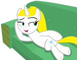 Size: 2276x1769 | Tagged: safe, artist:brightstar40k, oc, oc only, oc:starmaker, pony, unicorn, couch, simple background, solo, white background
