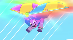 Size: 3300x1840 | Tagged: safe, screencap, izzy moonbow, pony, unicorn, g5, my little pony: tell your tale, take flight in the marestream, spoiler:g5, spoiler:my little pony: tell your tale, spoiler:tyts01e36, female, hang glider, mare, solo