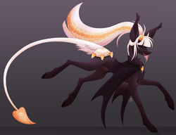 Size: 4788x3681 | Tagged: safe, artist:sadatrix, oc, oc:lucielle, original species, pond pony, pony, absurd resolution, augmented, augmented tail, bat wings, closed species, female, mare, solo, tail, wings