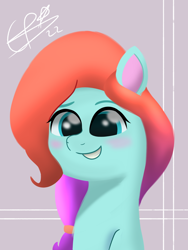 Size: 1800x2400 | Tagged: safe, artist:_cobalttuelatte, jazz hooves, earth pony, pony, g5, bust, female, grin, portrait, smiling, solo, two toned mane