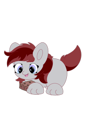 Size: 1080x1441 | Tagged: safe, artist:sodapop sprays, oc, oc:skyfire lumia, pony, wolf, wolf pony, bricc, brownie, happy, simple background, solo, transparent background