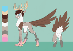 Size: 2388x1668 | Tagged: source needed, safe, artist:fluffy_peryton, oc, oc:fluffy peryton, deer, deer pony, original species, peryton, butt, plot, solo