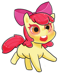 Size: 600x756 | Tagged: safe, artist:y_knowledge, apple bloom, earth pony, pony, g4, female, filly, foal, open mouth, simple background, solo, transparent background