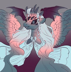 Size: 2882x2932 | Tagged: safe, artist:opalacorn, opaline arcana, angel, pony, g5, spoiler:g5, spoiler:my little pony: make your mark, biblically accurate angels, high res, horn, multiple eyes, multiple horns, nightmarified, solo