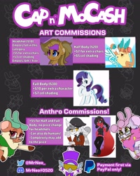 Size: 3277x4096 | Tagged: safe, artist:mrneo, cap (tfh), cashmere (tfh), rarity, velvet (tfh), oc, oc:mohair, them's fightin' herds, g4, advertisement, commission info, community related, paypal, tfh oc