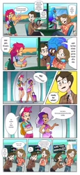 Size: 941x2048 | Tagged: safe, artist:alinabr00k, izzy moonbow, pipp petals, sunny starscout, zipp storm, human, equestria girls, g4, g5, my little pony: a new generation, brian hackett, comic, crossover, dark skin, humanized, joel, maretime bay, skinny pipp, wings, wings (tv show)