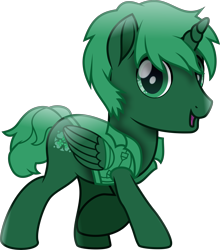 Size: 3987x4539 | Tagged: safe, artist:php178, derpibooru exclusive, oc, oc:clever clovers, alicorn, pony, 2023 community collab, derpibooru community collaboration, g4, rainbow roadtrip, .svg available, :d, alicorn oc, button-up shirt, clothes, clover, folded wings, four leaf clover, green, green eyes, green mane, green tail, happy, horn, inkscape, limited palette, looking at you, male, male alicorn oc, movie accurate, open mouth, open smile, pocket, raised hoof, shirt, simple background, smiling, smiling at you, solo, stallion, stallion oc, svg, tail, transparent background, trotting, vector, wing sleeves, wings