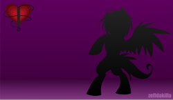 Size: 3455x2000 | Tagged: safe, artist:zeffdakilla, oc, oc only, oc:frankie fang, pegasus, pony, cutie mark, emo, gradient background, high res, male, minimalist, raised hoof, scene, scene kid, silhouette, simple background, solo, spread wings, standing, wallpaper, wings